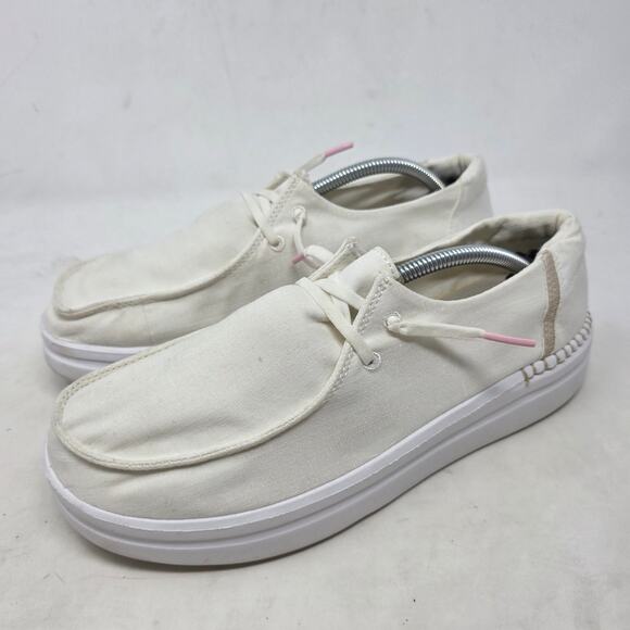 Hey Dude Wendy Rise Spark White Platform Shoes Womens Size 9 - Picture 1 of 8